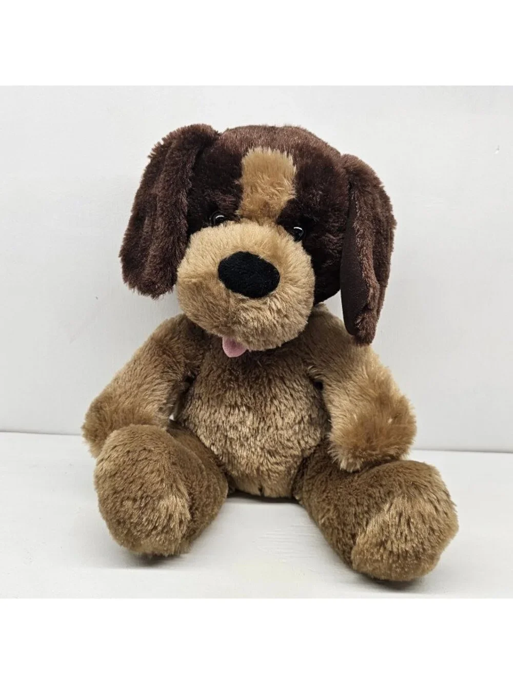 Build a Bear BAB Brown Tan Puppy Dog Plush Stuffed Two Tone Soft Sits Tongue